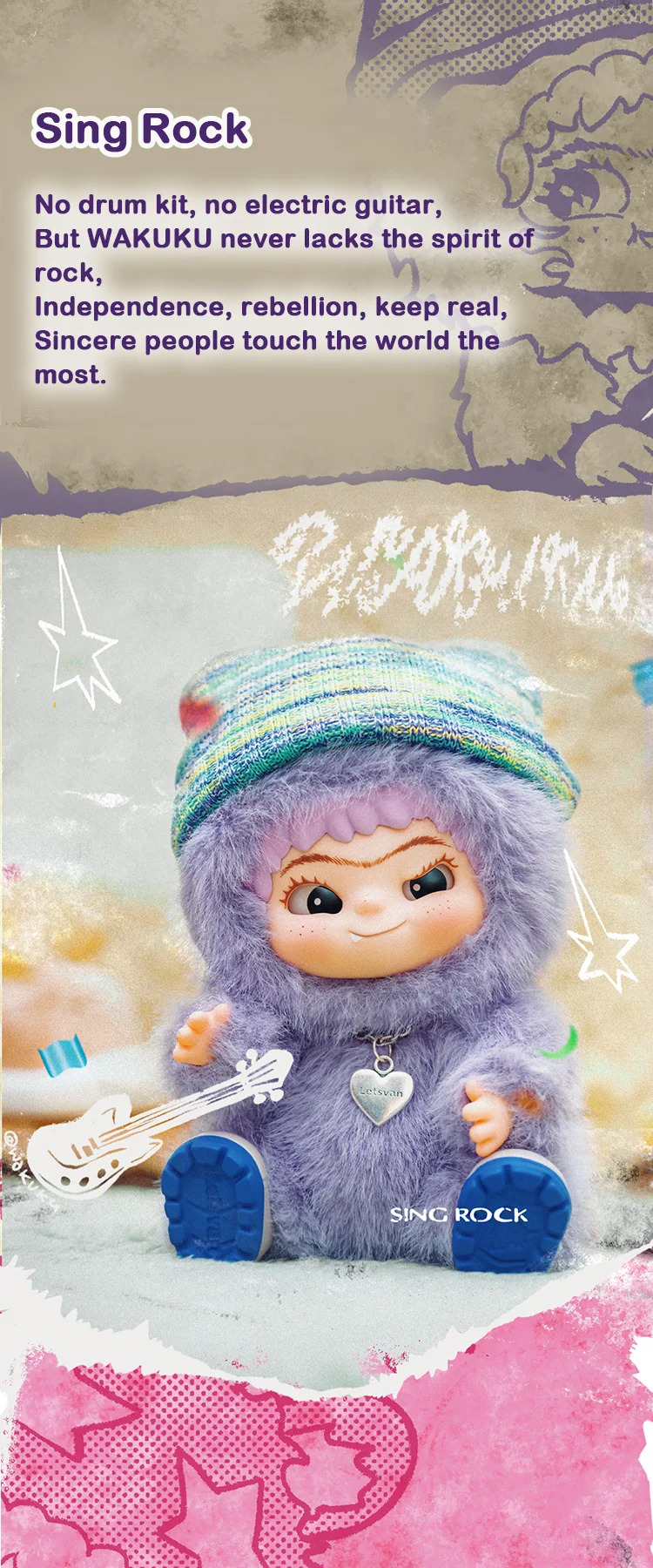 Fuzzy Trendy Fun Party Series Plush - Sing Rock